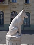 White Wolf statue. - Fő Sq., Gyöngyös, Hungary.JPG