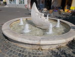 Fountain with Moon by István Lukács in 2000. - Fő square, Gyöngyös, Hungary.JPG